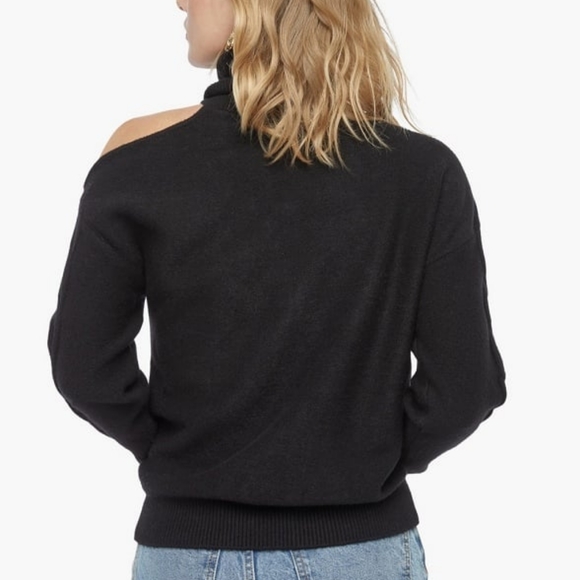 NWOT Women's One Shoulder Cable Sweater Size M Black Caviar - Picture 4 of 4